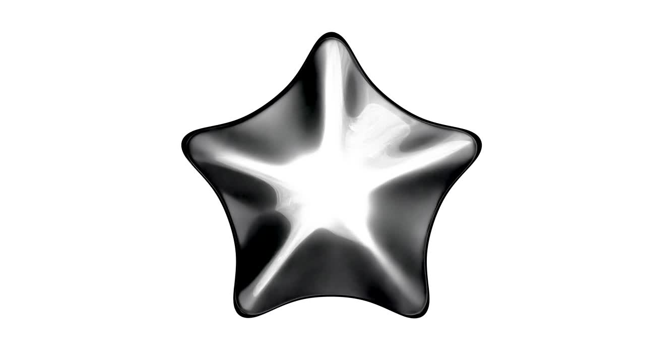Étoile métallique en rotation sur fond blanc