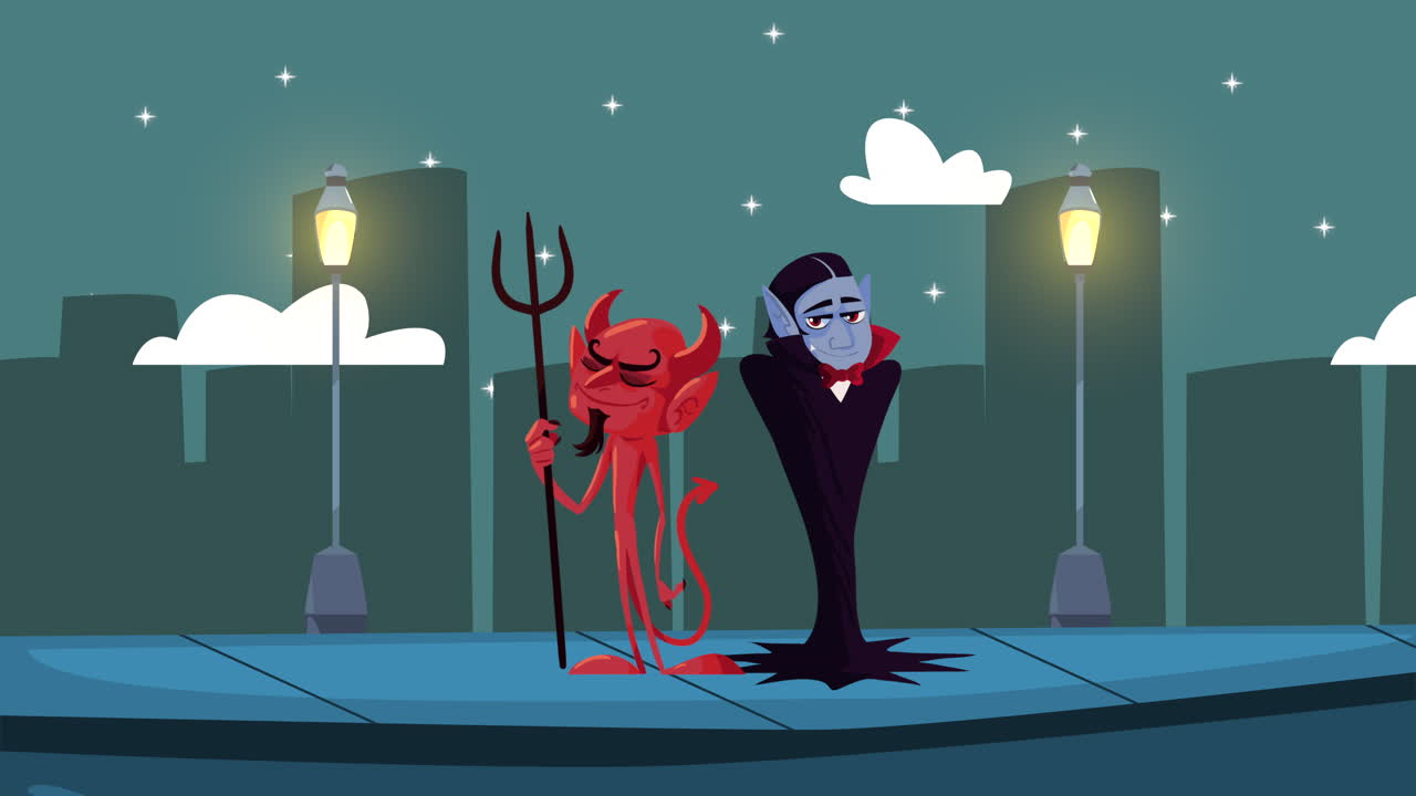 드라쿨라와 악과 함께 할로윈 애니메이션