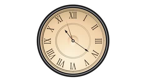 vintage clock goes, clock stands, clock runs, clock runs back and disappears.