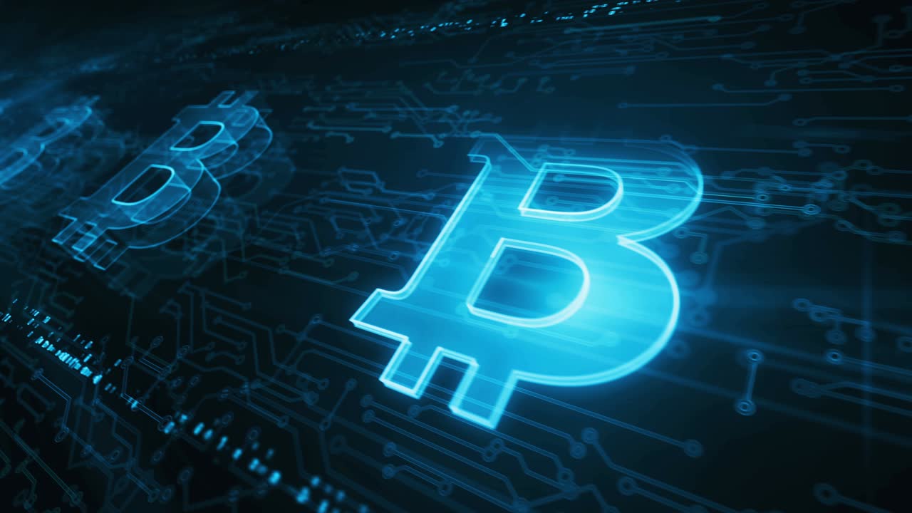 bitcoin es una criptomoneda de cadena de bloques, un símbolo de criptomoneda y un concepto de bucle cibernético.