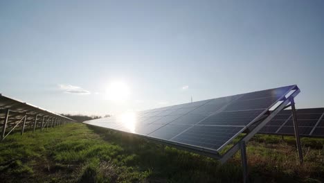 photovoltaic solar panels on blue sky background