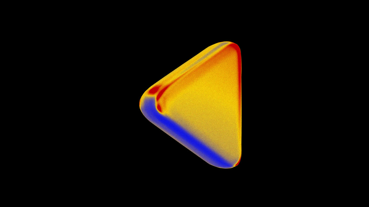 Glowing Abstract Play Button Icon on Black Background