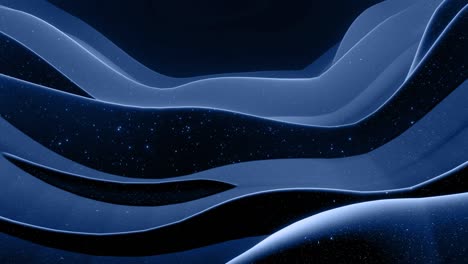 beautiful abstract 3d surface with glitter sparkles, abstract 3d waves run on surface in loop. black gray gradient, soft matte material with light inner glow. smoothly 4k animation