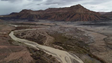 drone shot of a desert during flood in utah, arizona, usa