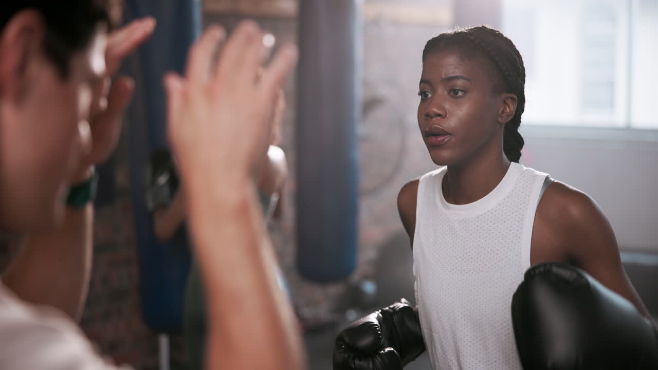 Boxing training in the gym