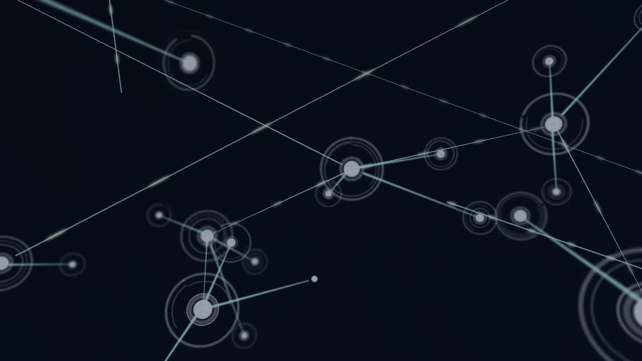 Digital animation of network of connections floating against black background