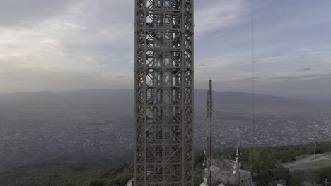 tilt up shot of tower transmitter station