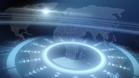 animation of data processing over world map