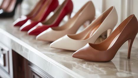 stylish high heels on display