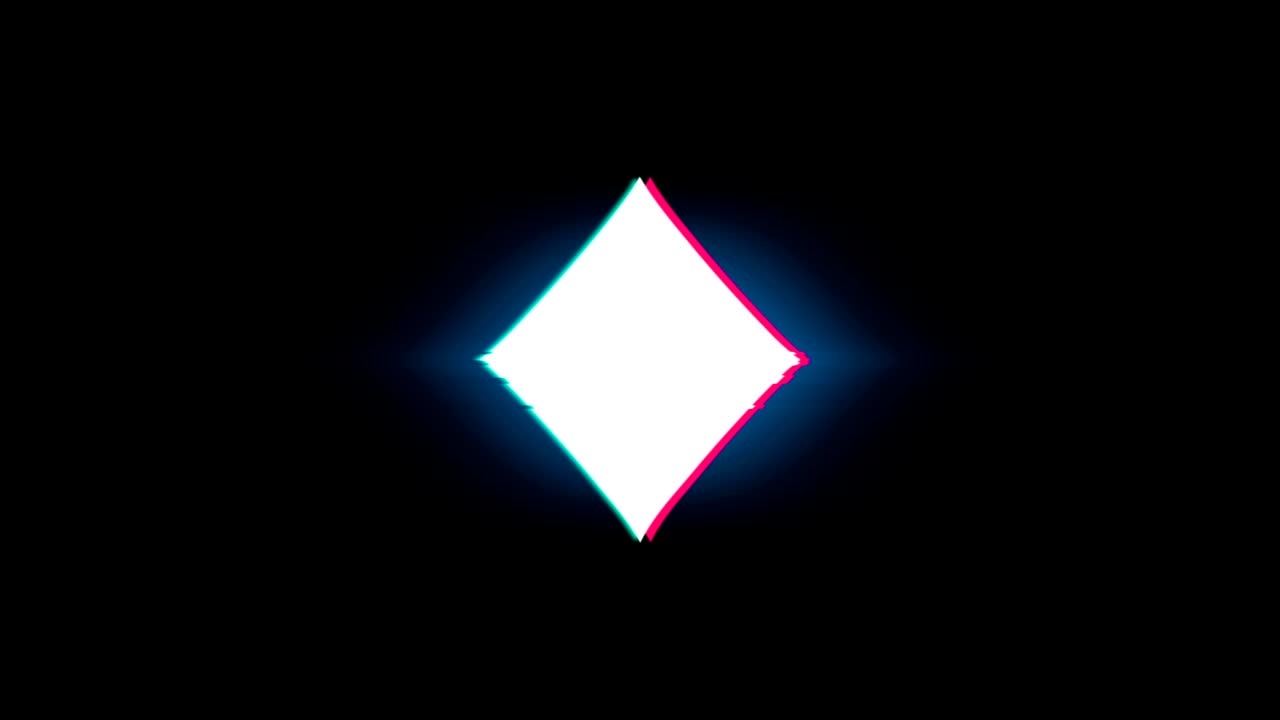 다이아몬드 카드 슈트 기호는 글리치 레트로 빈티지 애니메이션에 있습니다.