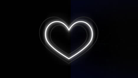 animación de corazón de neón y explosión sobre fondo negro