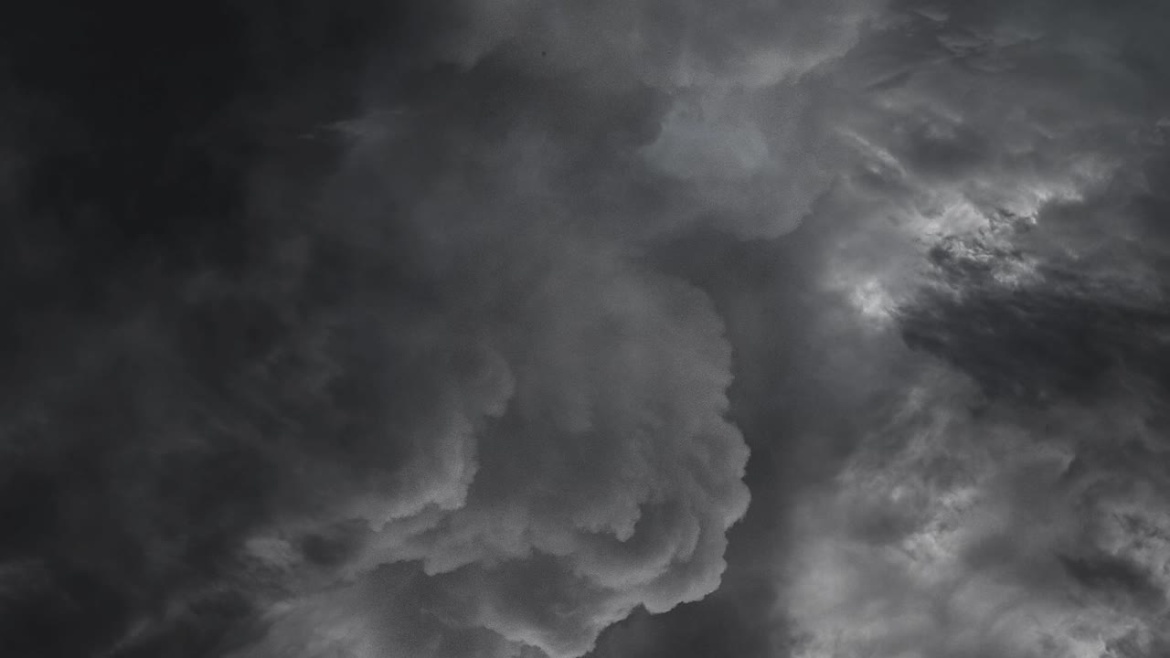 lightning on dark thick clouds, thunderstorm