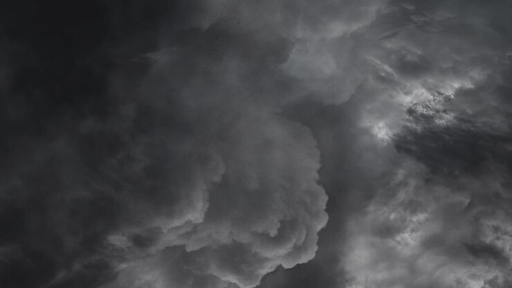 lightning on dark thick clouds, thunderstorm
