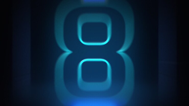 Blue Purple Square Neon Countdown 10 Seconds Beautiful Outline Retro Glow Light Box Color Dynamic Flying Animation Concept Background With Reflection