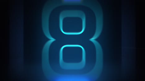 Blau-violetter-Quadratischer-Neon-Countdown-10-Sekunden-Schöner-Umriss-Retro-Glühlichtkasten-Farbe-Dynamischer-Fliegender-Animationskonzepthintergrund-Mit-Reflexion