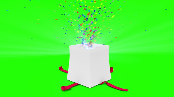 Digital animation of birthday gift exploding