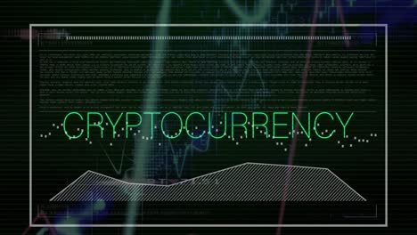 animación de texto de criptomonedas, estadísticas y procesamiento de datos.
