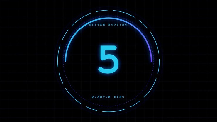 Digital Countdown Timer with Futuristic HUD Interface