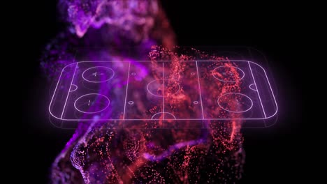 Animation-of-neon-purple-ice-hockey-rink-and-pink-mesh