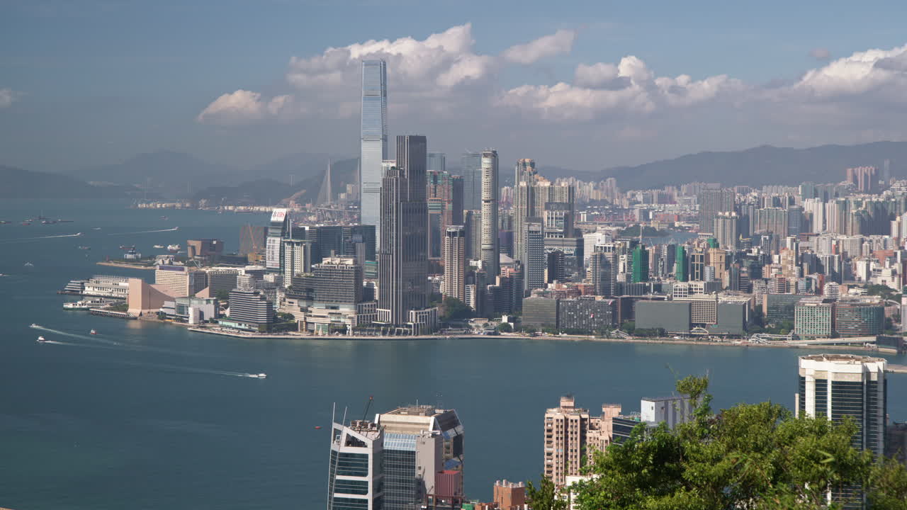 Hong Kong Kowloon Tsim Sha Tsui Skyscrapers Cityscape on Sunny Day
