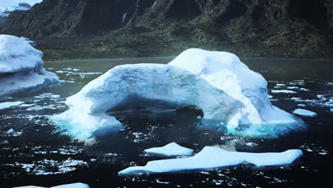 close-up of iceberg on black sand shore