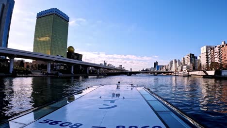 beautiful view of the canals of sumida river on a blue sky day