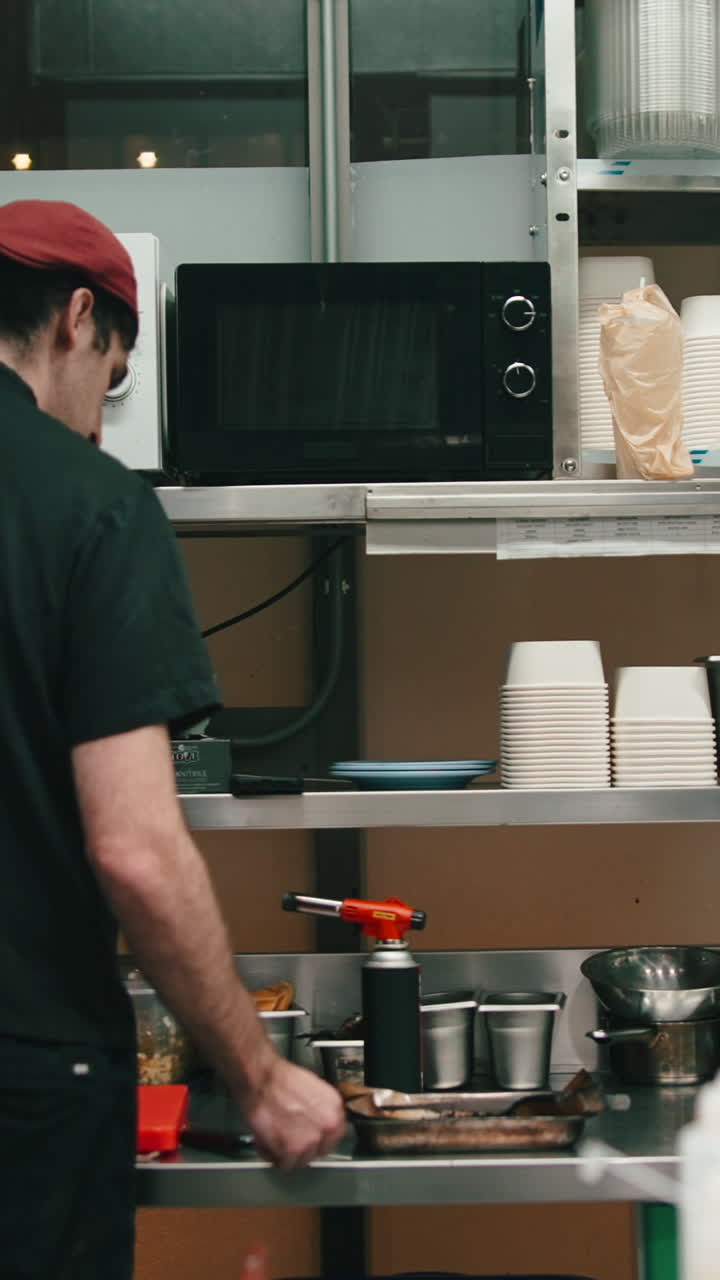 Kitchen scene with microwave and equipment