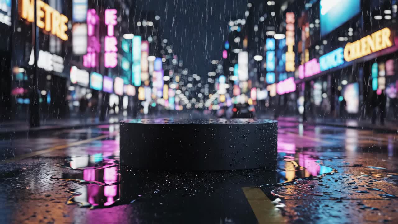 도시의 비가 오는 밤