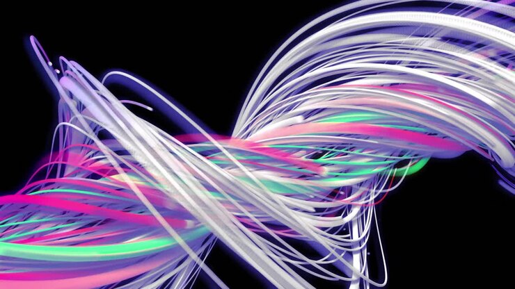 Animation of light trails over black background