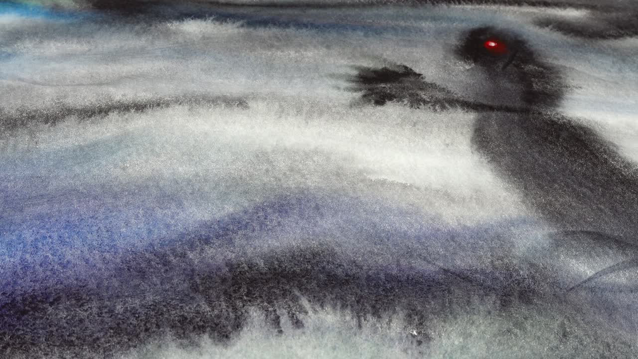 Le dessin abstrait d'un fantôme, une aquarelle