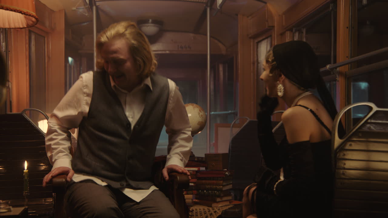 Couple in Vintage Tram Car