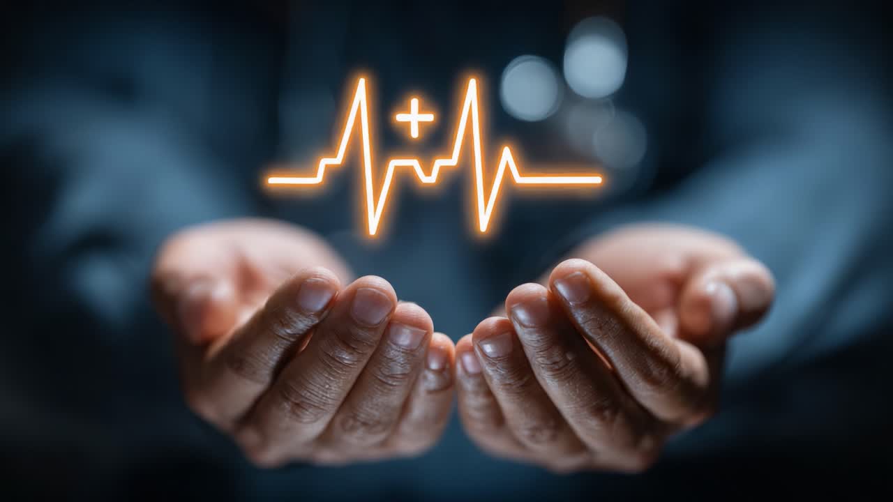 Symbolizing Care and Vitality: A Close-Up of Hands Holding a Heartbeat Signal Emphasizing Health, Wellness, and Compassion in Medical and Caring Professions