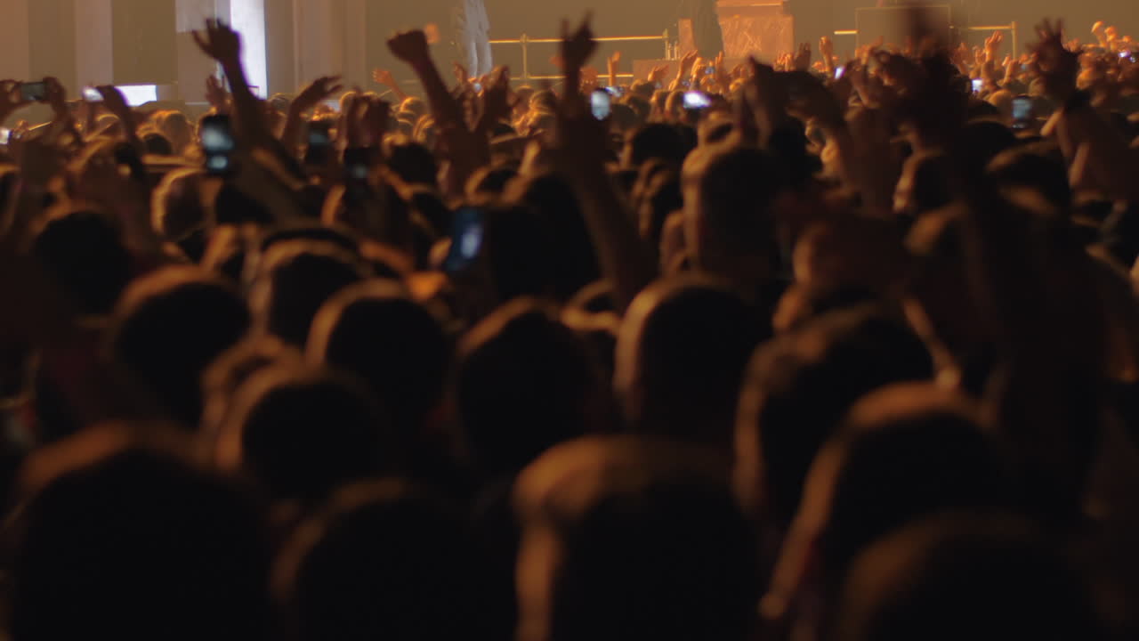 Crowd of fans enjoying concert of favourite music band