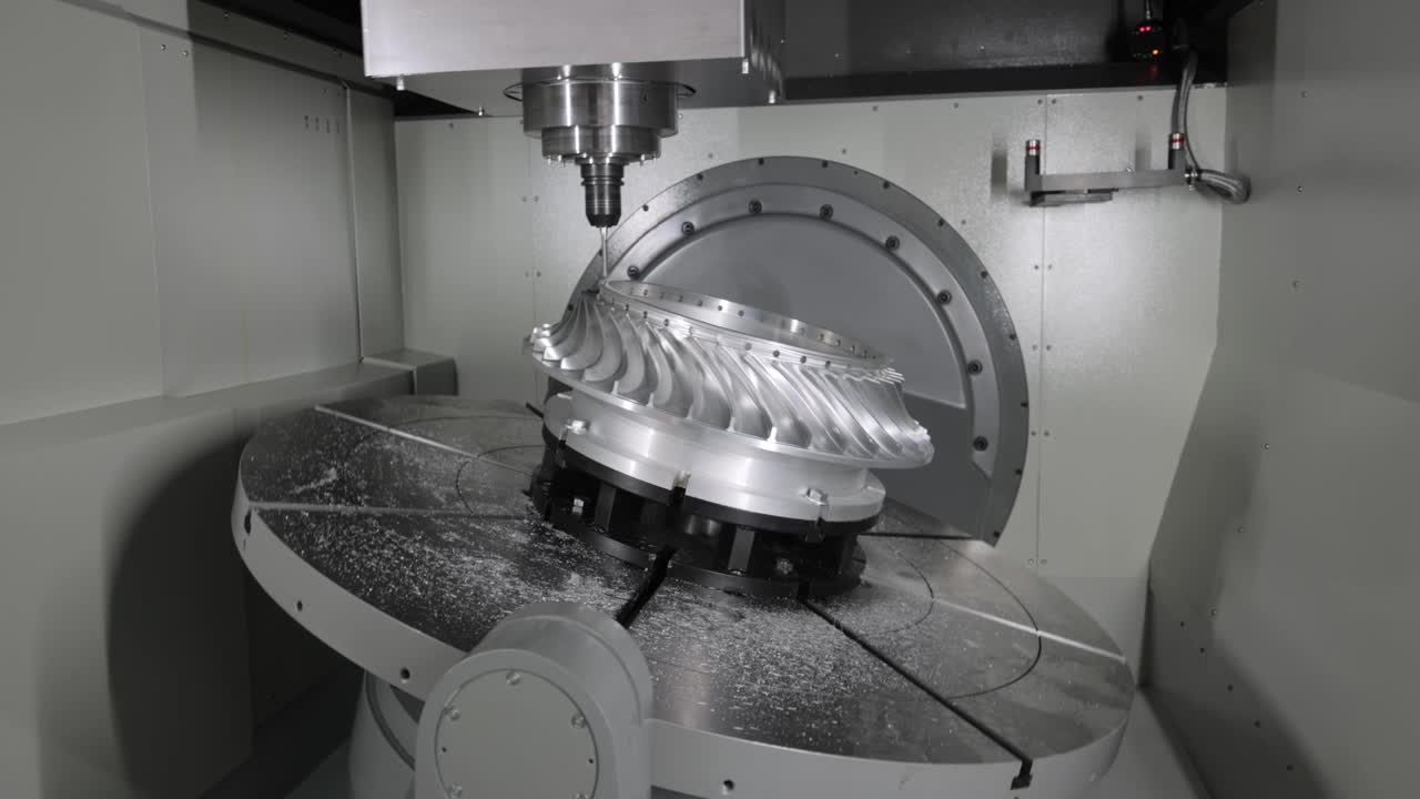lavorazione dei metalli macchina di fresatura cnc. taglio del metallo tecnologia di lavorazione moderna.