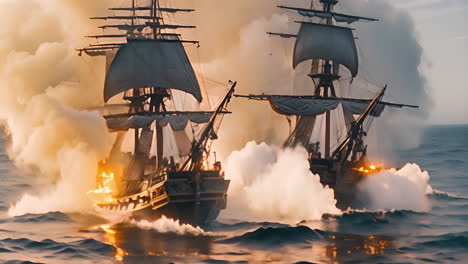 ships emitting thick smoke