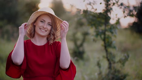 Young-Woman-Walking-On-A-Meadow-Smiling-Into-Camera-Close-Up-1