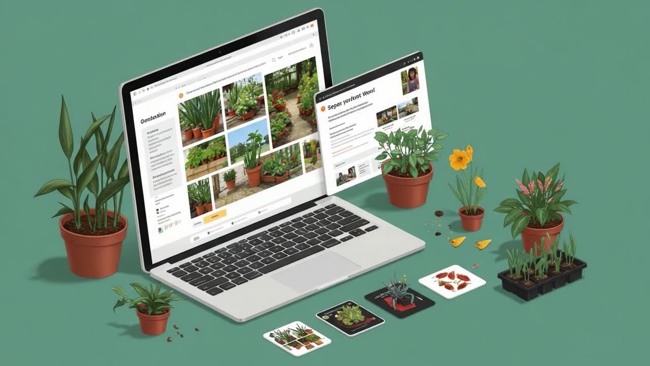 Exploring the World of Gardening: A Digital Platform Showcasing Lush Plants, Diverse Potting Styles, and Community Engagement in Growing Greenery Online