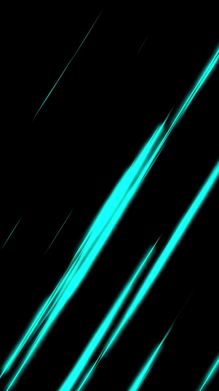 Tykke diagonale cyan anime-fartslinjer som beveger seg raskt på svart bakgrunn, sømløs sløyfe, vertikalt format.