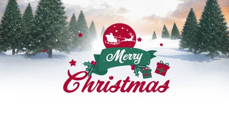 Animation-of-fir-trees-over-merry-christmas-text