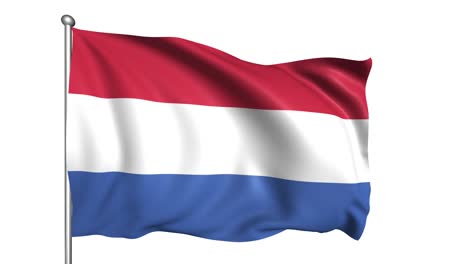 flag of netherlands with fabric structure in the wind (alpha channel, loopable)