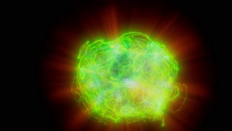 high energy quantum particles, subatomic shining lines evolving over time