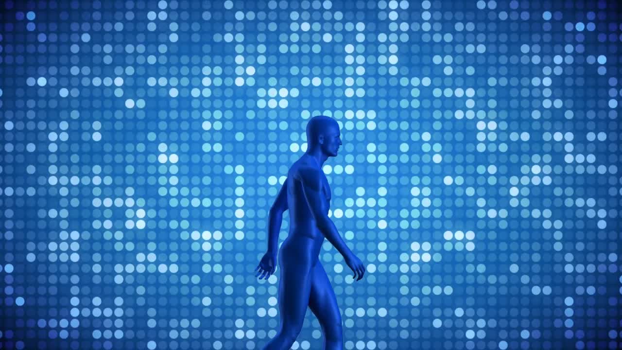 animación digital de la representación del hombre caminando