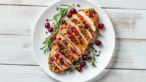 grilled chicken breast with cranberry sauce and rosemary