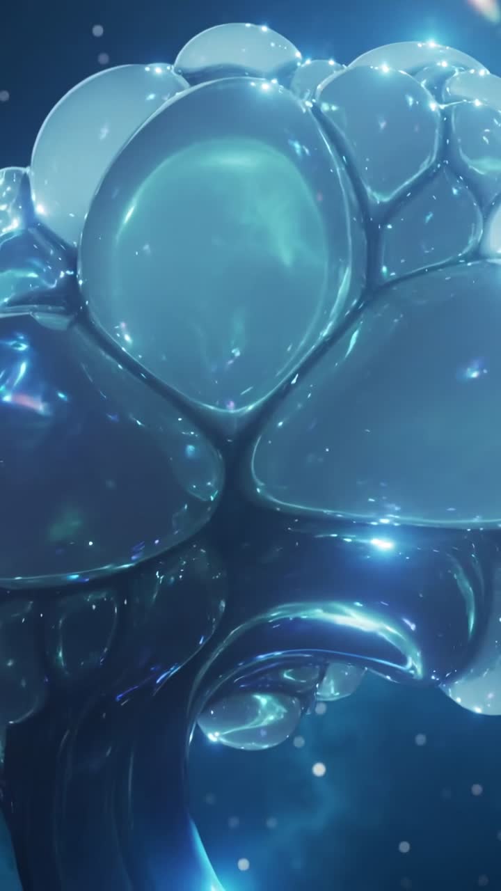 Video verticale: La telecamera si allontana ruotando in CGI, mostrando una corona di bolle con una goccia per il design.