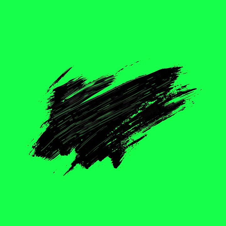 Pennellata di vernice nera su sfondo green screen