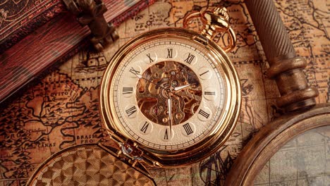 vintage pocket watch. vintage background concept of time history.