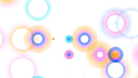 beautiful abstract animation of multicolored circles appearing and disappearing on the white background animation