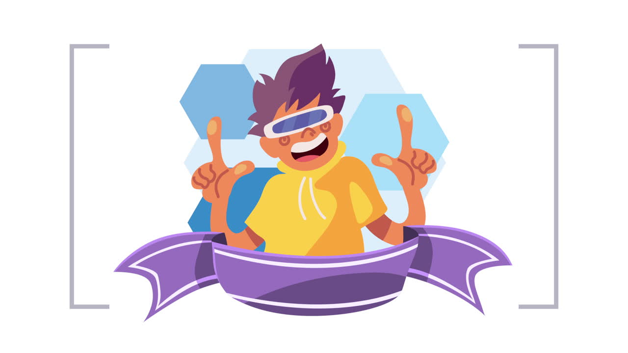 Boy wearing VR glasses