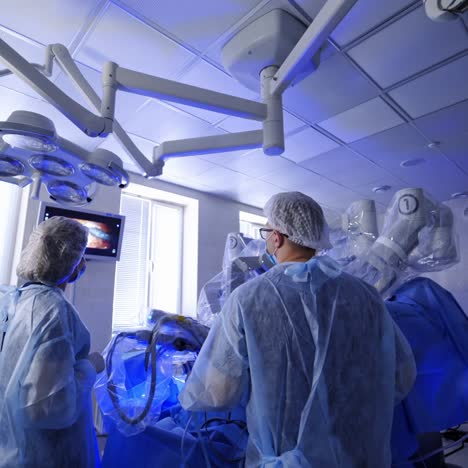 modern surgical system. medical robot. minimally invasive robotic surgery.