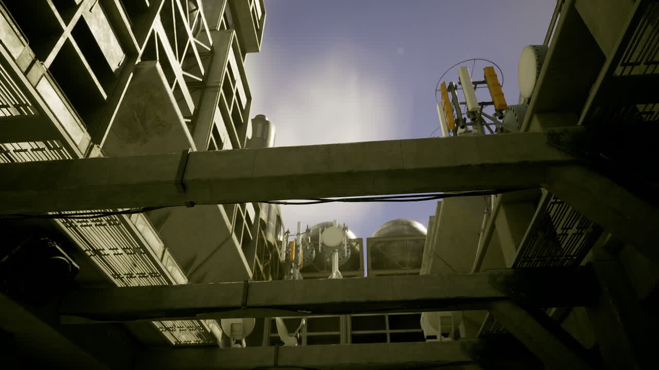 Modern industrial architecture under a clear blue sky